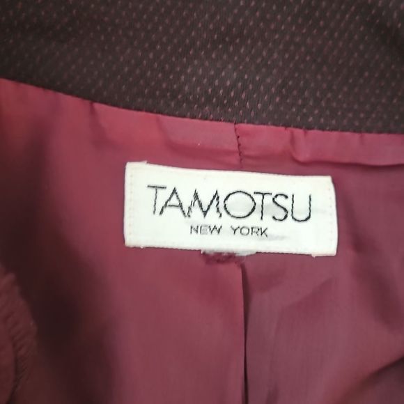 Tamotsu New York 3 button plus size burgundy blazer for work or casual - Picture 2 of 8